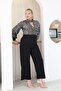 Plus Size Sequin Embroidered Evening Dress Jumpsuit - 4
