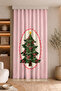 Christmas Pine Tree and Bow Pattern Digital Printed Single Wing Background Curtain (with Cushion Cover as a Gift) - 3