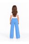 25410-26 Girl's White Striped Wide Leg 3 Thread Ribbed Sweatpants 5-8 Years Old - 4