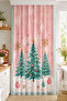 Christmas Pine Trees, Star and Snowflake Patterned Digital Printed Single Wing Background Curtain (Throw Pillow Cover) - 2