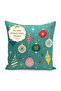 Christmas Ornament and Snowflake Colorful Pattern Single Wing Background Curtain (with Pillowcase as a Gift) - 4