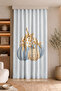 Blue Striped Digital Printed Single Wing Background Curtain with Pumpkin Figure (Includes Pillowcase as a Gift) - 3