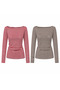 2-Pack Transparent Striped Boat Neck Long Sleeve Blouse