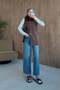 Soft Fur Collar Vest Brown - 2