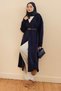 Rumi Angora Long Cardigan Navy Blue - 4
