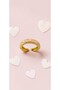 Geometric Motif Yellow and Pink Enamel Adjustable Steel Ring - Tarnish Resistant - 3