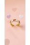 Adjustable Steel Ring with Flower Figures in Pink, Red and White Enamel - Anti-Tarnish - 3