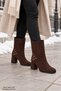 Vi̇yora Women's Boots with Blunt Toe and Studded Detail on Thick Heel - 5