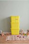 3 Pieces of Ultra Large 24 Liter 40X30X30 cm Polypropylene Plastic Organizer with Yellow Lid - 3-Piece Toy Box and Storage Basket - 4