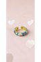 Flower Figured Blue Red and White Enamel Adjustable Steel Ring - Does Not Tarnish - 4