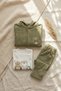 Liva Bebek Khaki Green 3-Piece Set - Hooded Ribbed Cardigan, Giraffe Embroidered Bodysuit and Comfortable Cut Bottom Pants - 6