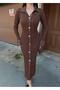 Women's Ribbed Button Detailed Glittery Knitwear Dress
