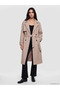 Beige Double-Breasted Collar Oversize Women's Cashmere Coat