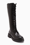 Roya Black Leather Lace-Up Long Boots Women's Boots - 2