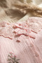 Baby Girl Light Pink Muslin 2-Piece Set - Lace Detailed Wide Collar Embroidered Blouse and Pants Combination - 4