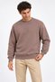 Men's Brown Crew Neck Basic Sweatshirt 3 Yarn Soft Fabric - 2