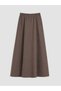 Beige Zippered Plaid A-Line Skirt - 2