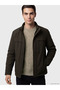 Brown Regular Fit Stand Collar Men's Puffer Jacket