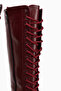 Roya Burgundy Leather Lace-Up Long Boots Women's Boots - 4