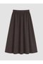 Brown Elastic Waist Poplin Flared Skirt