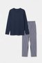 Men's Cotton Long Sleeve Pajama Set Navy Blue-Ecru - 4