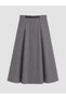 Gray Belted Pleated A-Line Midi Skirt - 2