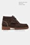 Covel Brown Crocodile Pattern Suede Leather Lace Detail Thick Sole Women's Ankle Boots - 2