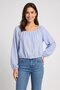 Women Boat Neck Long Sleeve Textured Top, Light Blue