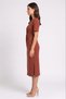 Women Solid Midi Dress, Brown - 3