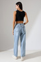 Girl / Women's Mom Lycra Fit High Waist Light Blue Jean Trousers Relaxed Cut Denim Jeans - 7