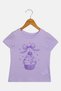 Kids Girl Crew Neck Short Sleeve Graphic Print T-Shirt, Lavender - 2