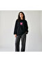 Nubarco Black Oversize Wide Cut Long Sleeve 100% Cotton Summer Printed Tshirt