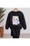 Team Sweatshirt Swaddle Cat Printed Girls Boys Crew Neck