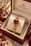 Heart Design Burgundy Dial Mesh Chain Steel Wristwatch (Gold Color) - 3