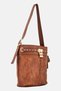Women Brand Logo Shoulder Bag With Pouch, Brown - 3