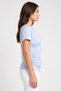 Women V Neck Short Sleeve Plain Top, Light Blue - 3