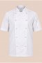 Durable Premium Alpala Fabric - Short Sleeve Double-Breasted Men's Chef Jacket - White / Black - Name Embroidery Gift