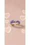 Purple Enamel White Floral Adjustable Steel Ring