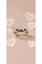 Baklava Patterned Green Purple Enamel Adjustable Steel Ring