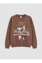 Özmarka New Season Brown Printed Girls' Sweatshirt - 3