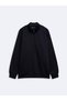 Regular Fit High Collar Half-Zip Navy Blue Sweatshirt