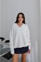 Ecru Lorenza V-Neck Wool Blend Premium Sweater - 3