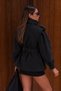 Lorven Oversize High Collar Black Viral Women's Cashmere Coat Jacket - 3