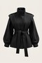 Lorven Oversize High Collar Black Viral Women's Cashmere Coat Jacket - 5