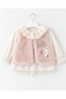 Children, Girls, Powder Plush Vest, Ecru Blouse and Floral Patterned Trousers, 3-Piece Set - 2