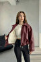 Women's Oversized Leather Jacket Coat with Fur Inside and Buckle Detail for Winter - 3