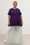 58507 Large Size Collar Piping Combed Cotton T-Shirt - Purple