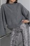 Anthracite Arden Bat Sleeve Ribbed Sweater - 4