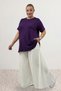 58507 Large Size Collar Piping Combed Cotton T-Shirt - Purple - 5