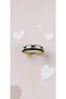 Blue and White Heart Motif Black Enamel Adjustable Steel Ring